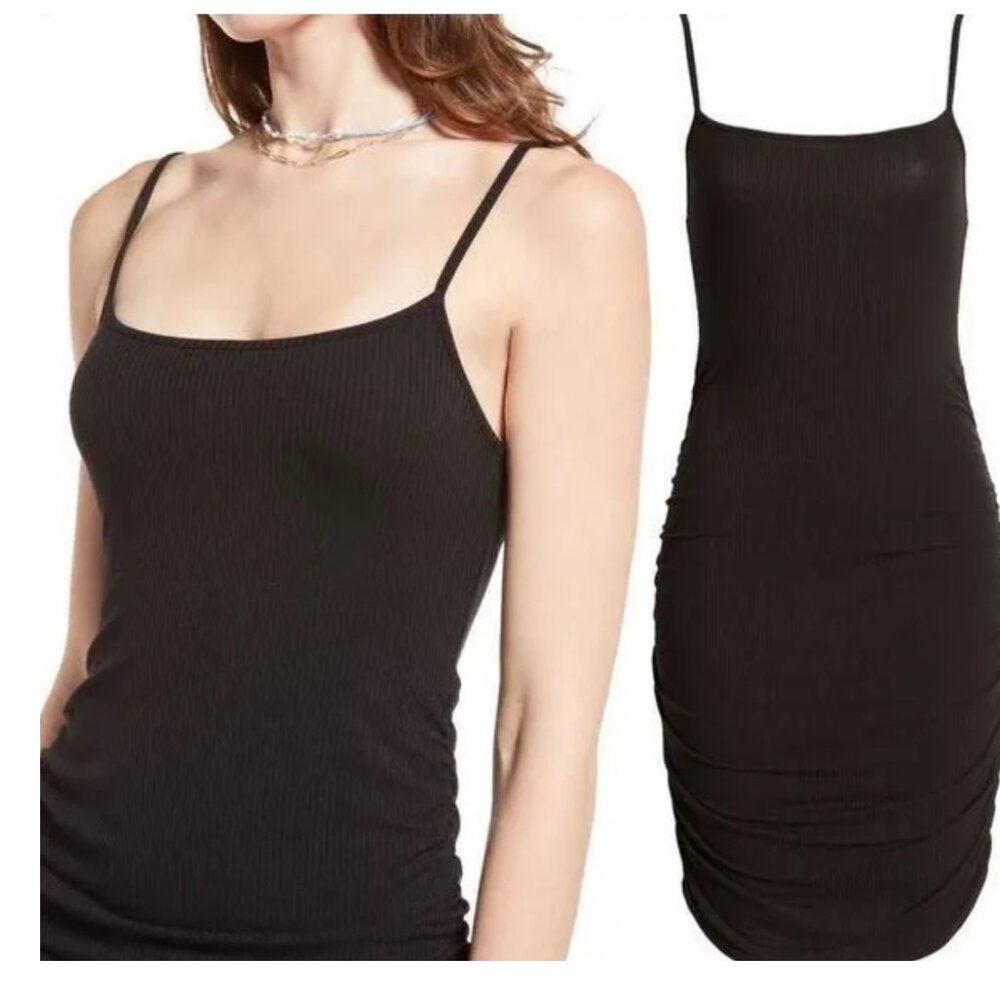 bp. Ruched Cami Minidress, Black XXS NWT